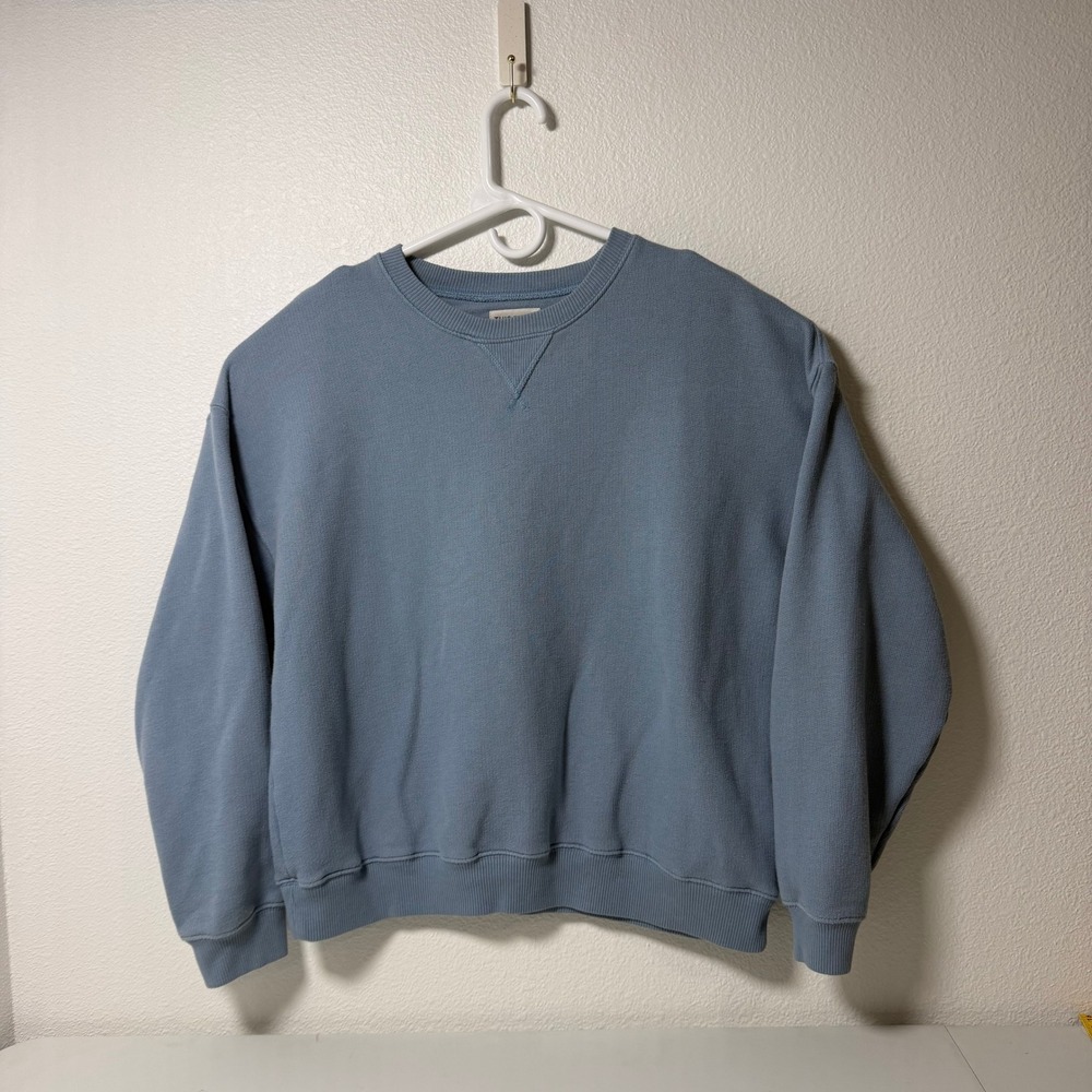 American Eagle Mens Lived-In Crewneck Sweatshirt Dusty Blue V-Stitch Pullover M